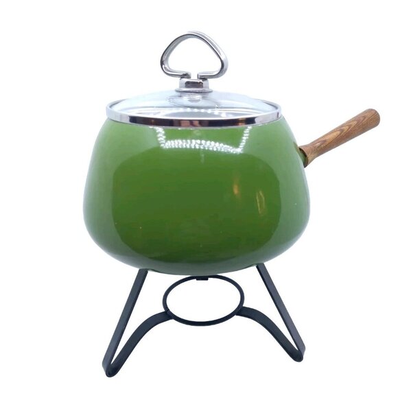 Vtg. MCM Fondue Pot Avocado Green Japan With Chantal Marked Lid READ Description - Picture 2 of 16